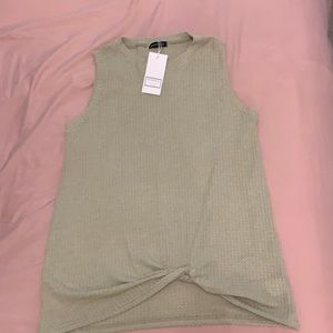 Womens Sleeveless Cute Twist Knot Waffle Knit Tank